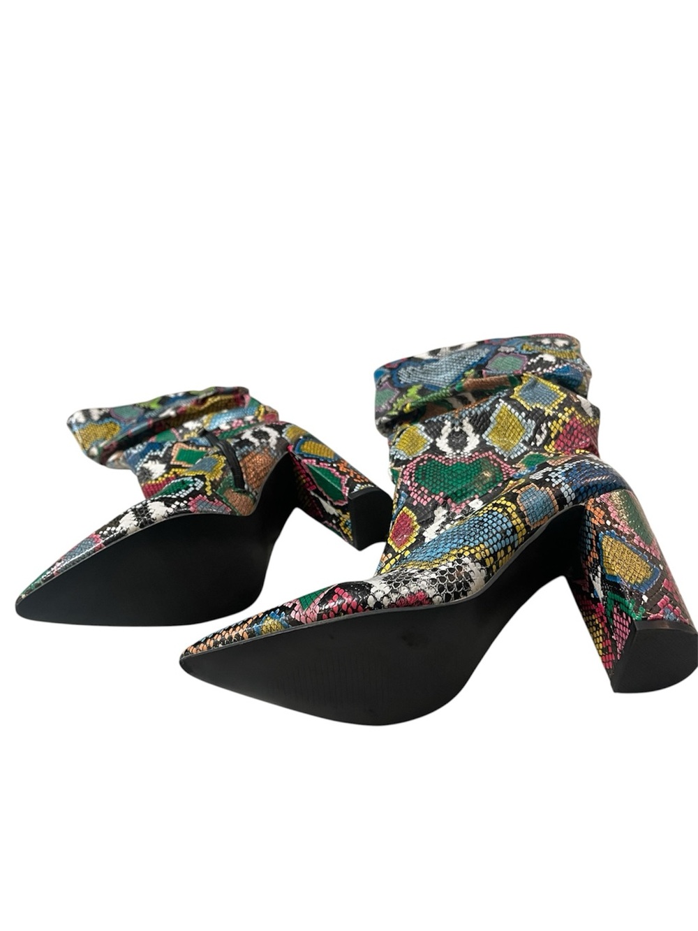 Trendy Retro Style Colorful Snakeskin Boots & Matching Purse Bundle - Picture 6 of 7